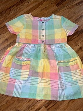 Ruffle Butts Pastel Plaid Cotton Dress - Pink, Yellow, Blue, Green size 4T